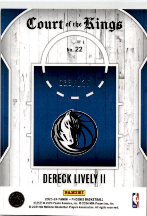 2023-24 Phoenix Court of the Kings Red #22 Dereck Lively II Mavericks /125