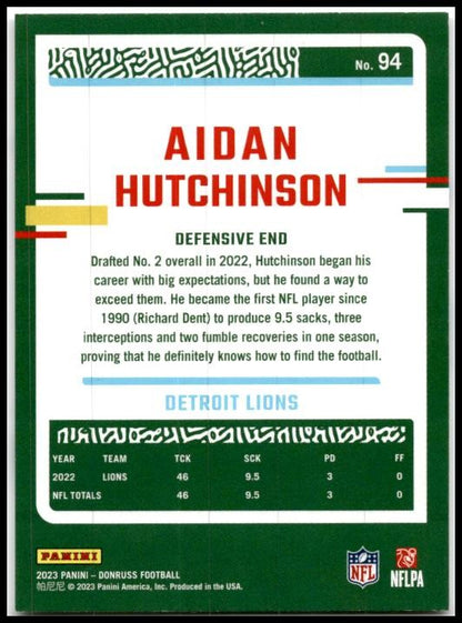 2023 Donruss #94 Aidan Hutchinson Detroit Lions