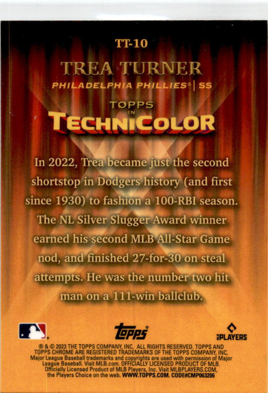2023  Topps Chrome # Technicolor TT-10 Trea Turner Philadelphia Phillies