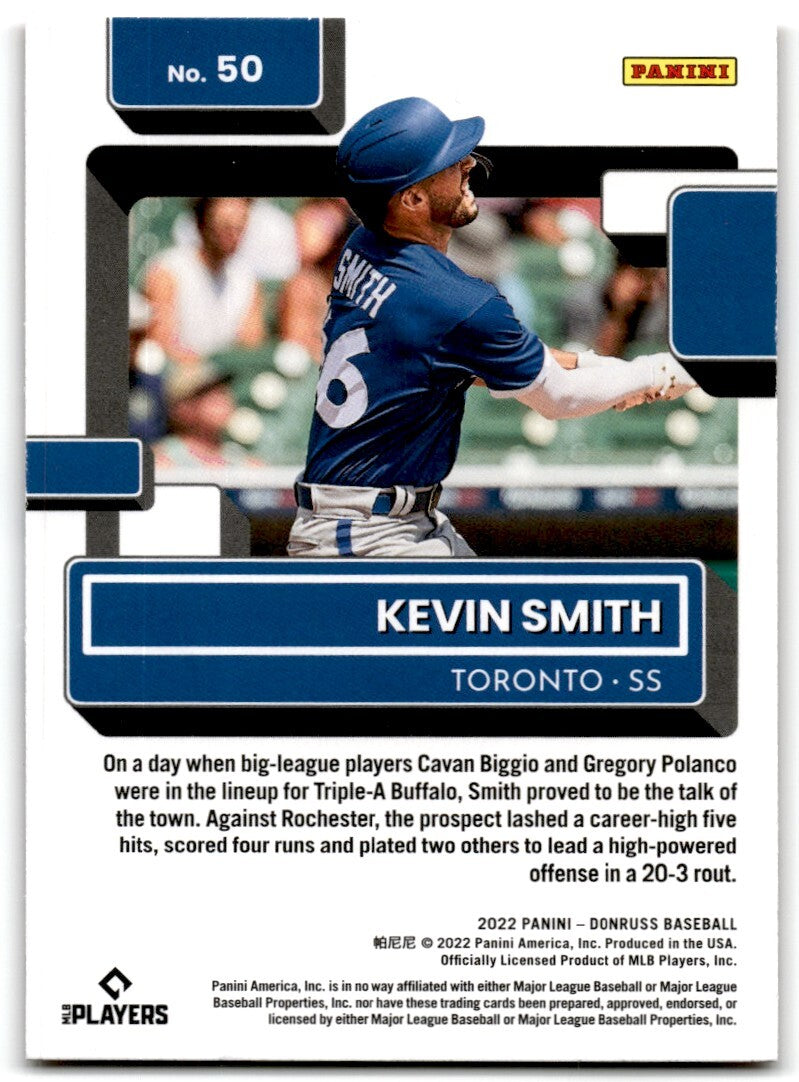 2022 Donruss Rated Rookie Red Foil Kevin Smith Rookie Toronto Blue Jays #50