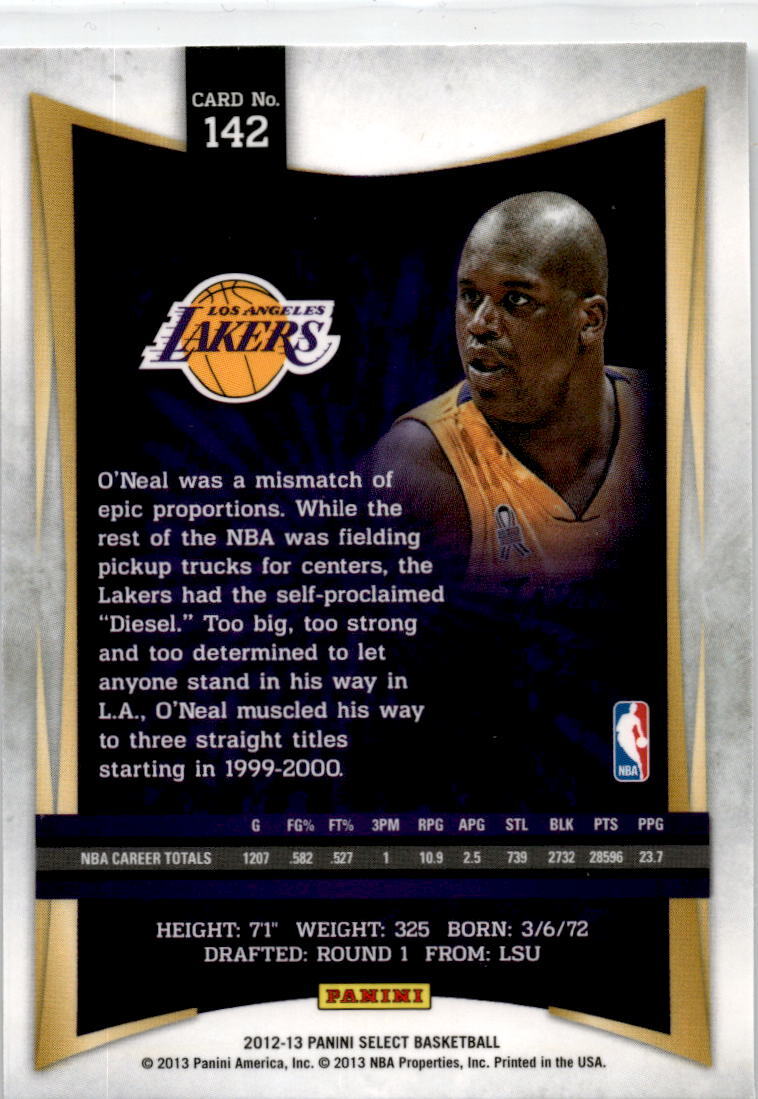 2012-13 Panini Select #142 Shaquille O'Neal Los Angeles Lakers