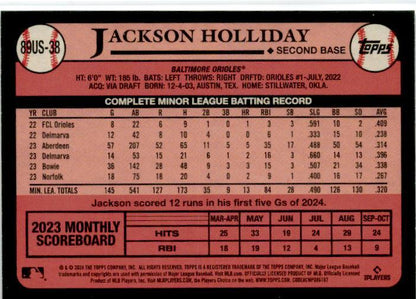 2024 Topps Update 1989 Topps 35th Anniversary #89US-38 Jackson Holliday Orioles