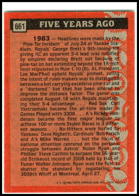 1988 Topps #661 Nolan Ryan Houston Astros