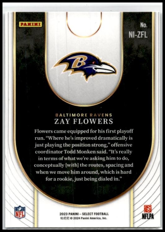 2023 Panini Select Neon Icons Prizm #NI-ZFL Zay Flowers Baltimore Ravens