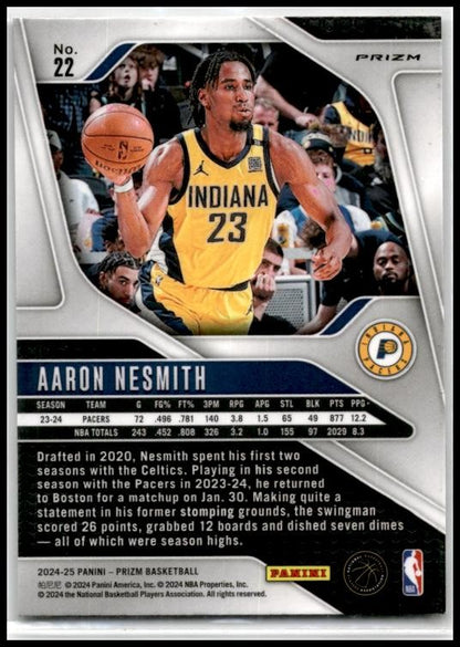 2024-25 Panini Prizm Prizms Ice #22 Aaron Nesmith Indiana Pacers