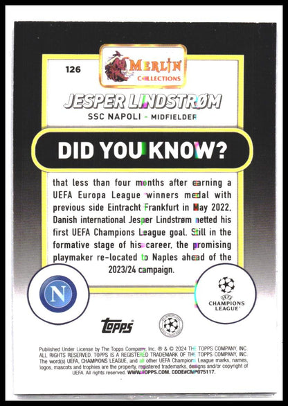 2023-24 Merlin UEFA Club Competitions #126 Jesper Lindstrøm