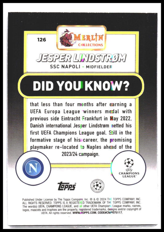 2023-24 Merlin UEFA Club Competitions #126 Jesper Lindstrøm