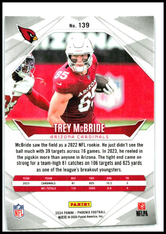 2024 Panini Phoenix Purple #139 Trey McBride Arizona Cardinals