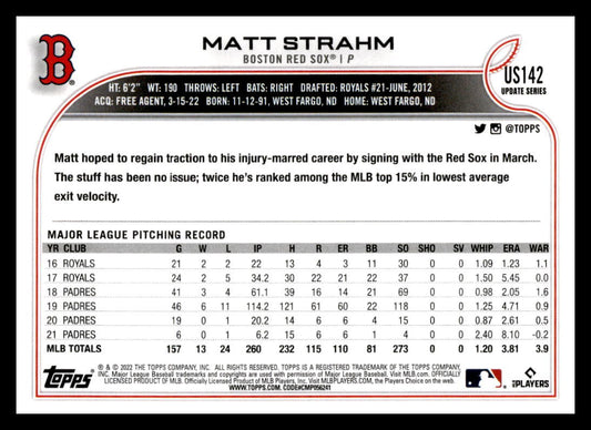 2022 Topps Update #US142 Matt Strahm