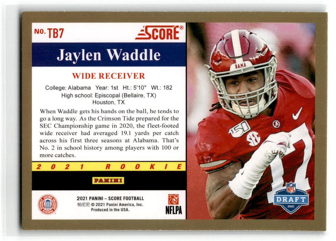 2021 Score 1991 Throwback Red #TB7 Jaylen Waddle Alabama Crimson Tide /Steelers