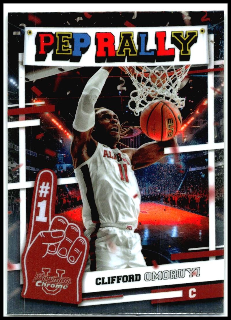 2024-25 Bowman University Chrome Pep Rally #PR-5 Clifford Omoruyi Crimson Tide