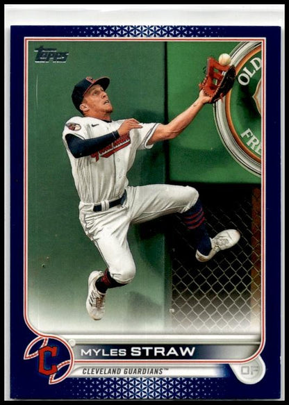 2022 Topps Royal Blue #654 Myles Straw Cleveland Guardians