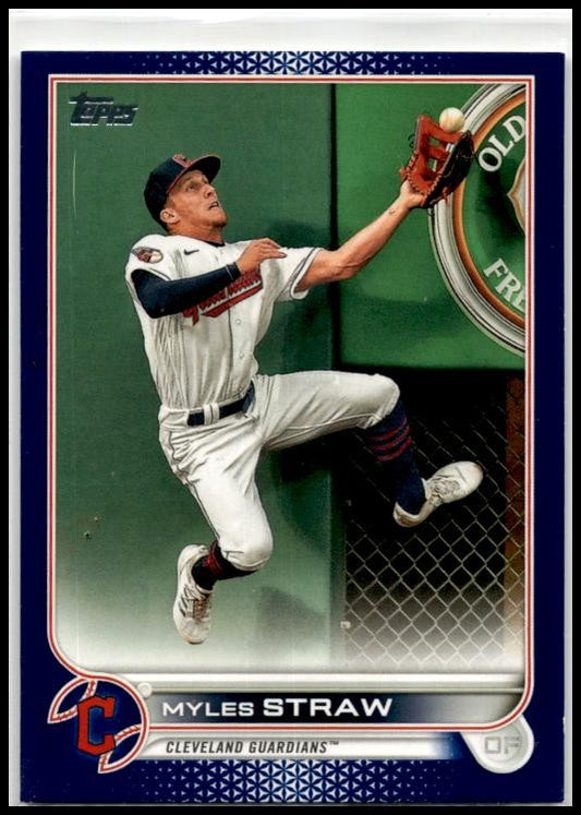 2022 Topps Royal Blue #654 Myles Straw Cleveland Guardians