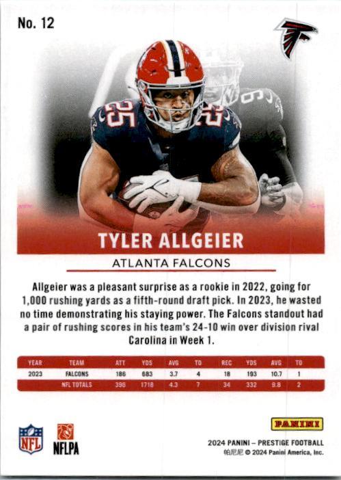 2024 Panini Prestige Blue Xtra Points #12 Tyler Allgeier #/599 Atlanta Falcons