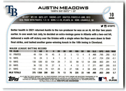 2022 Topps Chrome X-Fractor Austin Meadows Tampa Bay Rays #10