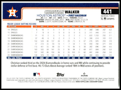 2025 Topps #441 Christian Walker Houston Astros