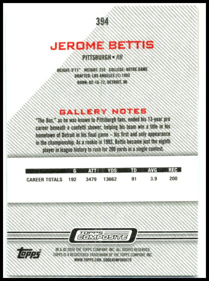 2023 Topps Composite #394 Jerome Bettis Pittsburgh Steelers
