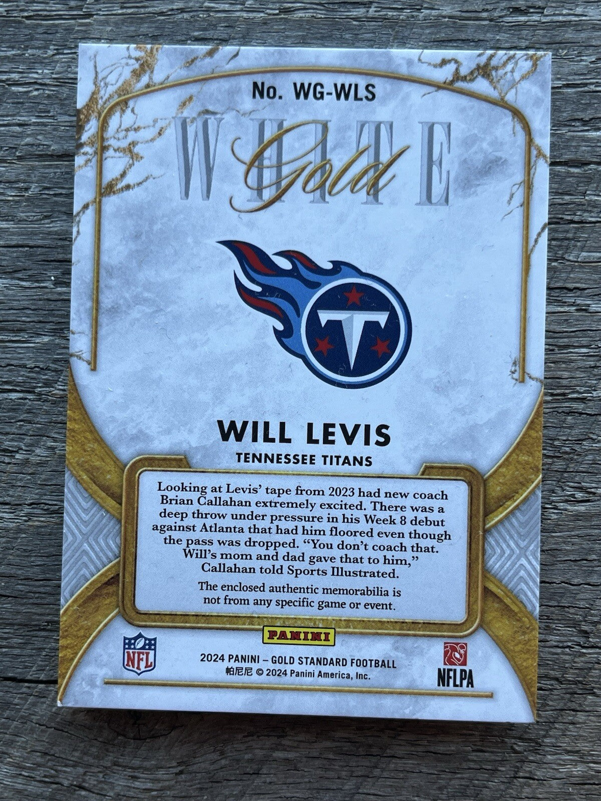 2024 Panini Gold Standard White Gold WILL LEVIS /24 MEM RC Titans