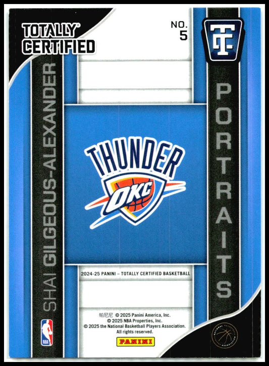 2024-25 Totally Certified Portraits Mirror #5 Shai Gilgeous-Alexander Thunder