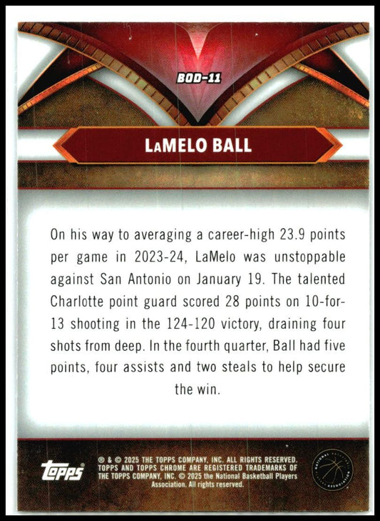 2024-25 Topps Chrome Ball of Duty #BOD-11 LaMelo Ball Charlotte Hornets