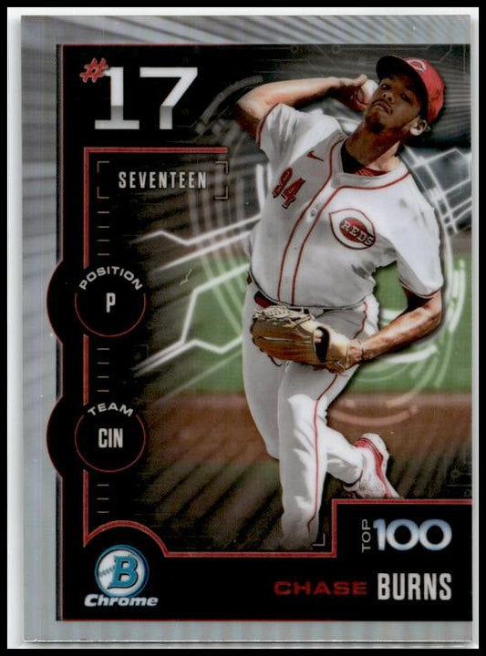 2025 Bowman Scouts' Top 100 #BTP-17 Chase Burns Reds