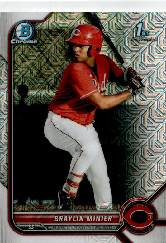 2022 Bowman Chrome Mojo Refractor #BCP-93 Braylin Minier  Cincinnati Reds