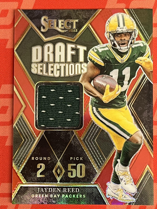 2023 Select Draft Selections Memorabilia Red Prizm #DSM-JRE Jayden Reed Packers
