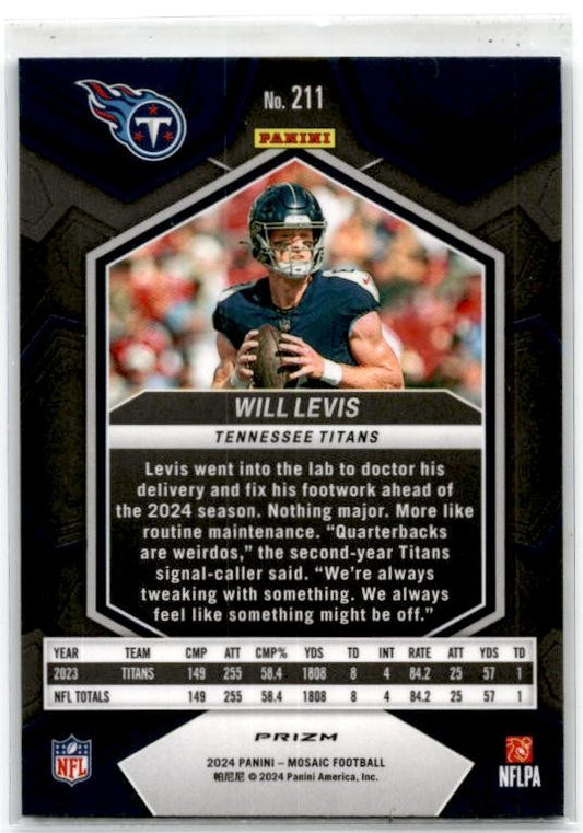 2024 Panini Mosaic Mosaic Reactive Blue #211 Will Levis Tennessee Titans