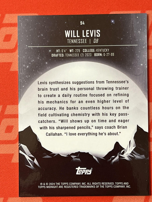 2024 Topps Midnight #94 Will Levis Tennessee Titans