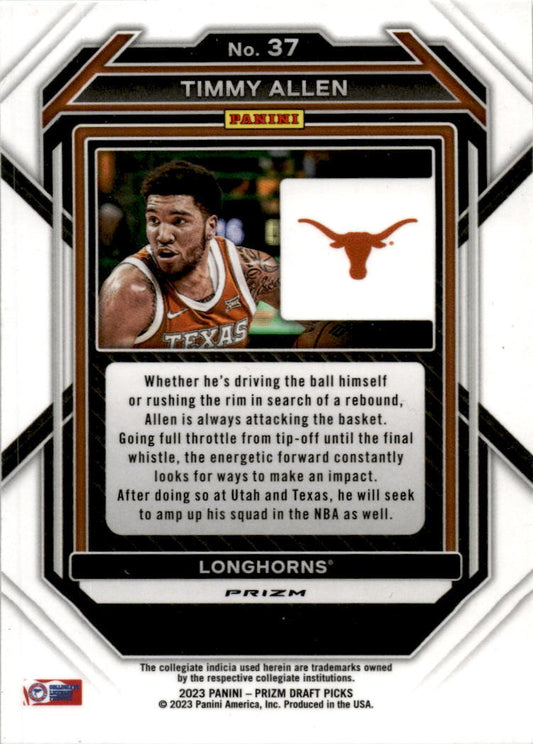 2023-24 Panini Prizm Draft Picks Green #37 Timmy Allen Texas Longhorns