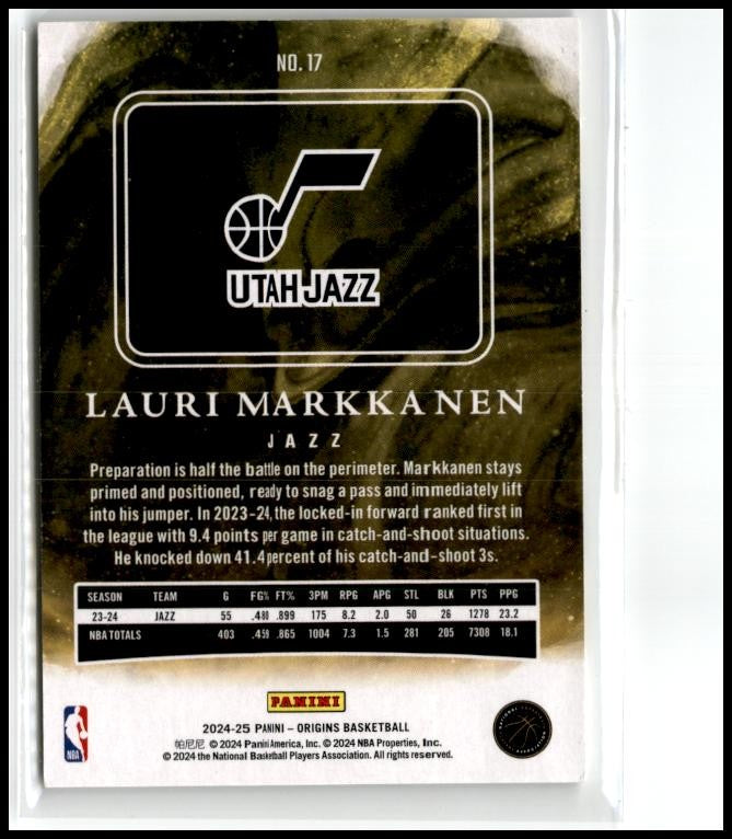 2024-25 Panini Origins Basketballs #17 Lauri Markkanen Utah Jazz