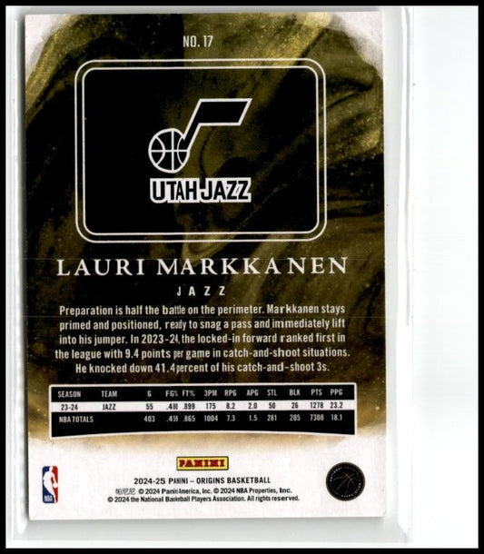 2024-25 Panini Origins Basketballs #17 Lauri Markkanen Utah Jazz