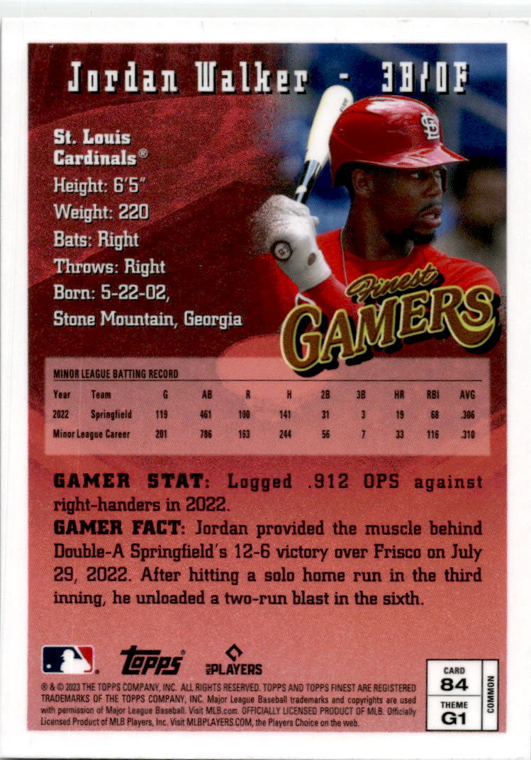 2023 Topps Finest Flashbacks #84 Jordan Walker Rookie St. Louis Cardinals