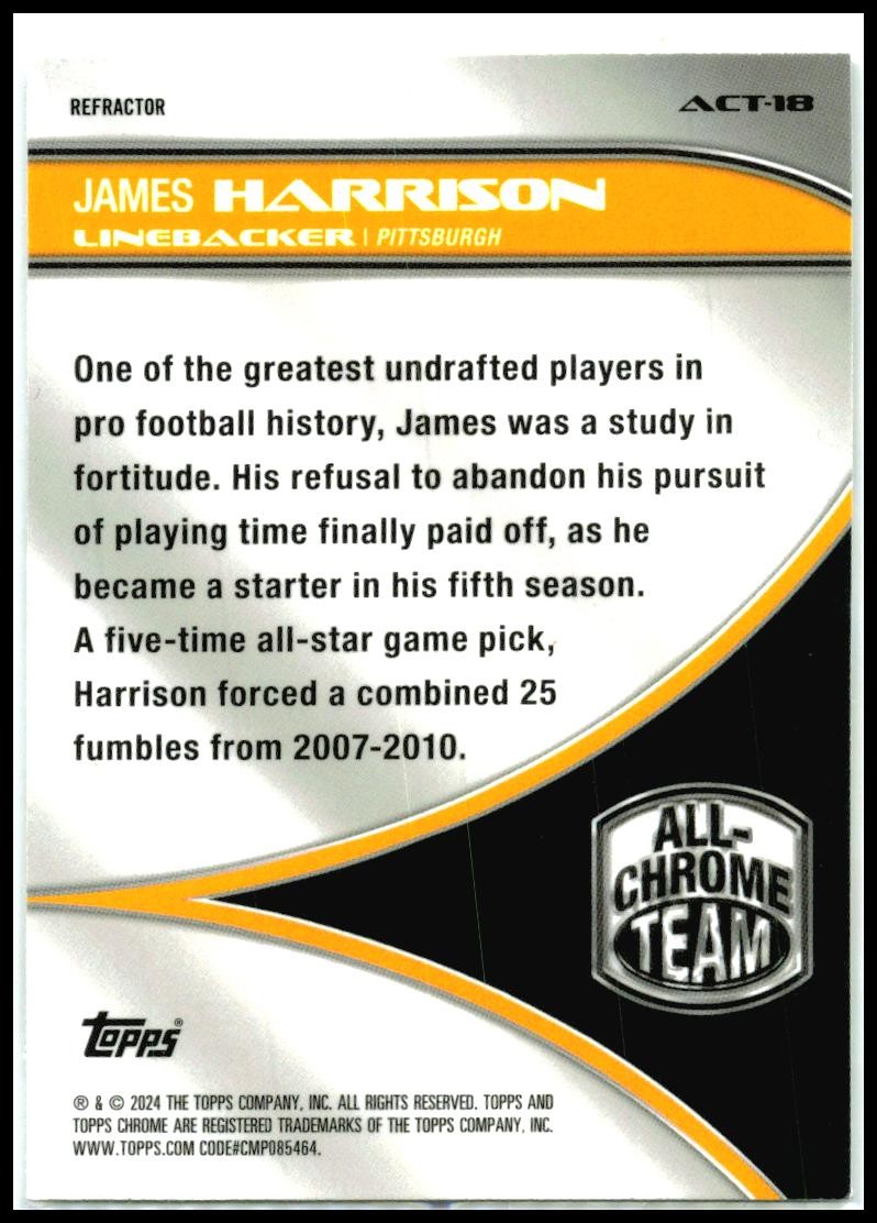 2024 Topps Chrome All Chrome Team Refractor #ACT-18 James Harrison Steelers