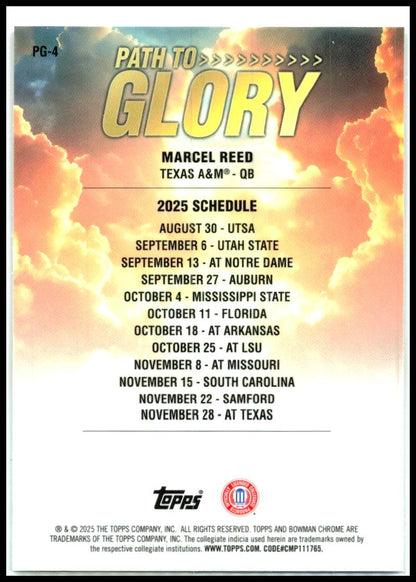 2025 Bowman University Chrome Path to Glory #PG-4 Marcel Reed Texas A&M Aggies