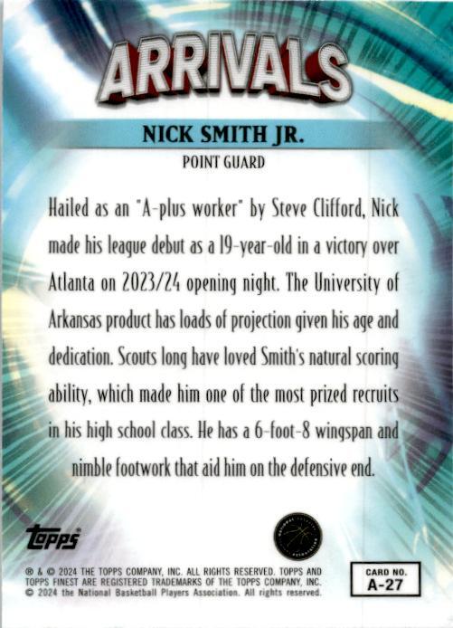 2023-24 Topps Finest Arrivals #A-27 Nick Smith JR Charlotte Hornets