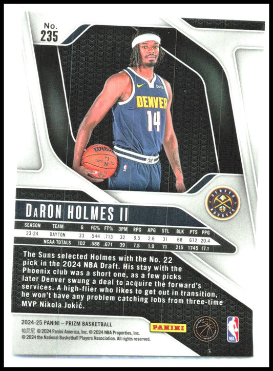 2024-25 Panini Prizm #235 DaRon Holmes II Rookie Denver Nuggets