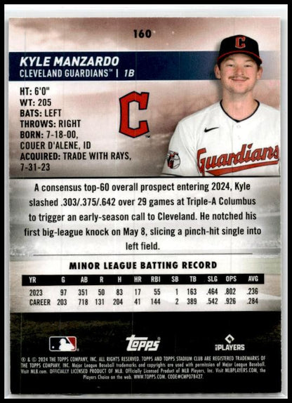 2024 Stadium Club Red Foil #160 Kyle Manzardo Cleveland Guardians