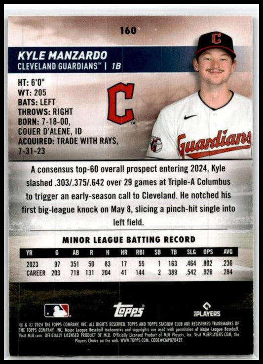 2024 Stadium Club Red Foil #160 Kyle Manzardo Cleveland Guardians