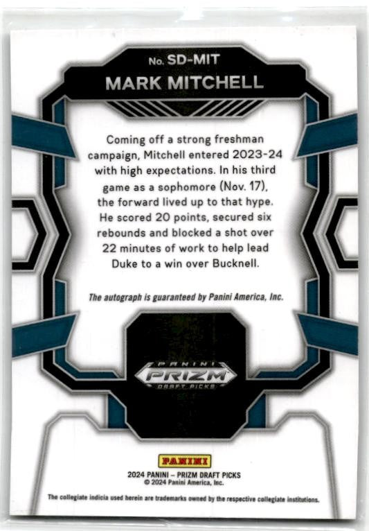 2024 Panini Prizm Draft Picks Signing Day #SD-MIT Mark Mitchell Auto Duke