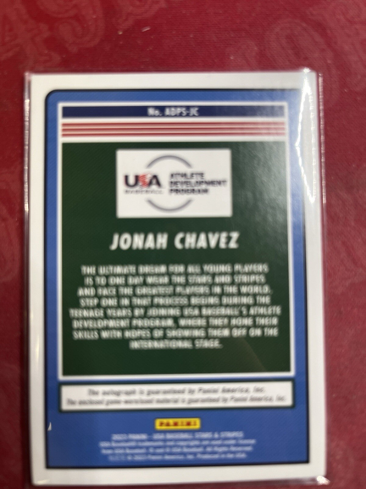 2023 Panini USA Stars & Stripes #ADPS-JC Jonah Chavez RPA