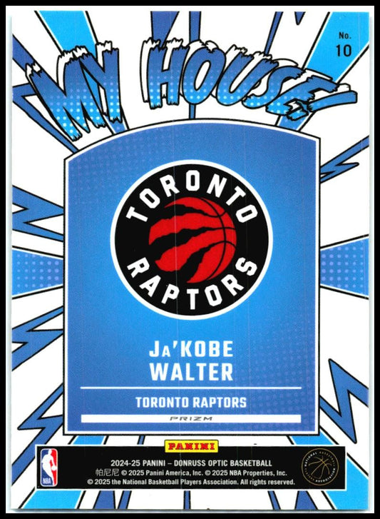 2024-25 Donruss Optic My House Purple #10 Ja'Kobe Walter Toronto Raptors