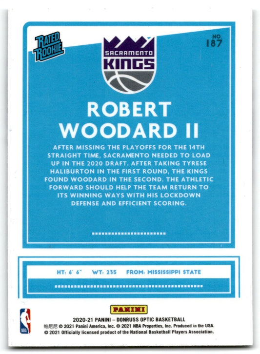 2020-21 Panini Donruss Rated Rookie Robert Woodard II Sacramento Kings #187