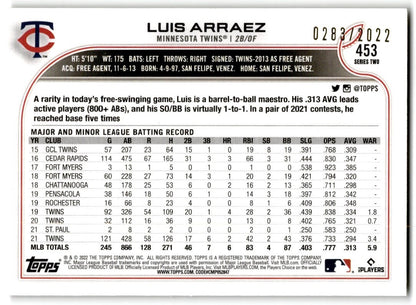 2022 Topps Gold Luis Arraez 2022 283 Minnesota Twins #453