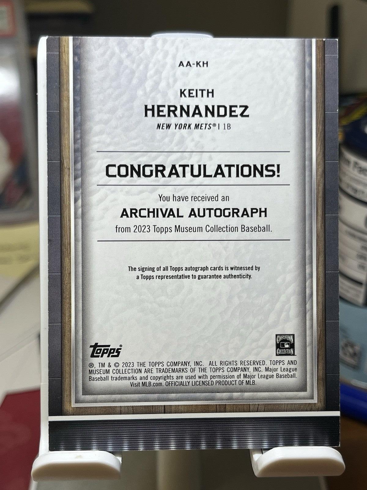 2023 Topps Museum Collection Archival Auto AA-KH Keith Hernandez Auto /99 Mets