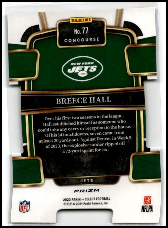 2023 Panini Select Blue and Orange Prizms Die Cuts #77 Breece Hall Jets