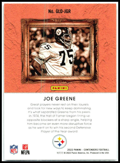 2022 Panini Contenders Gladiators Emerald #GLD-JGR Joe Greene Steelers