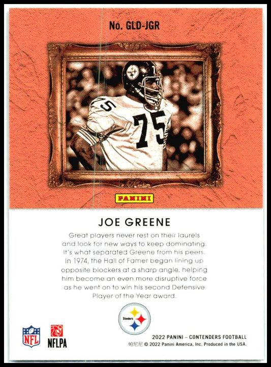 2022 Panini Contenders Gladiators Emerald #GLD-JGR Joe Greene Steelers