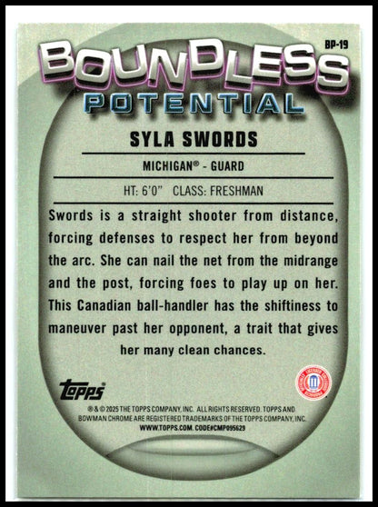 2024-25 Bowman University Chrome Boundless Potential #BP-19 Syla Swords Michigan