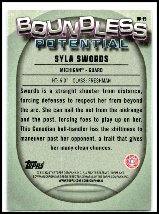 2024-25 Bowman University Chrome Boundless Potential #BP-19 Syla Swords Michigan